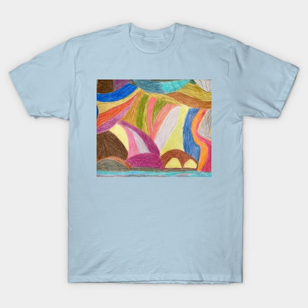 Unusual Coloured Rock Shapes With Unique Colourful Background T-Shirt by PodmenikArt